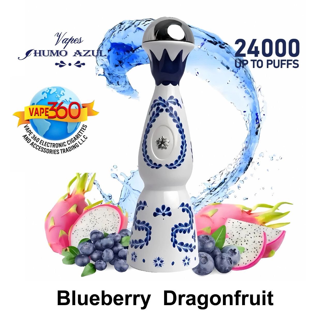 HUMO AZUL 24000 PUFFS DISPOSABLE VAPE BLUEBERRY DRAGONFRUIT