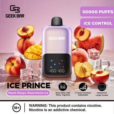 GEEK BAR ICE PRINCE 50000 PUFFS 50MG DISPOSABLE VAPE PEACH MANGO WATERMELON ICE