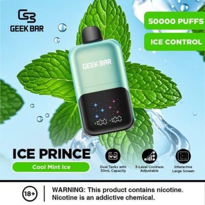GEEK BAR ICE PRINCE 50000 PUFFS 50MG DISPOSABLE VAPE COOL MINT ICE